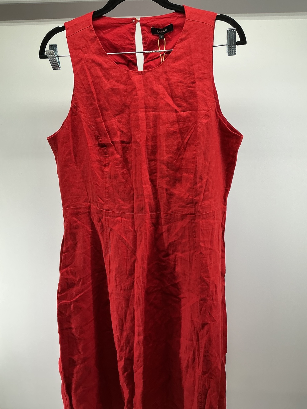 100% European Linen High Neck Midi Dress